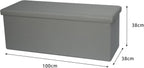 Extra Large Folding Ottoman Fabric Storage Chest, Grey, 100cm
