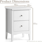 2 Drawer Bedside Table, Modern Bedroom Nightstand, Wooden MDF Side End Stand for Living Room Hallway Sofa