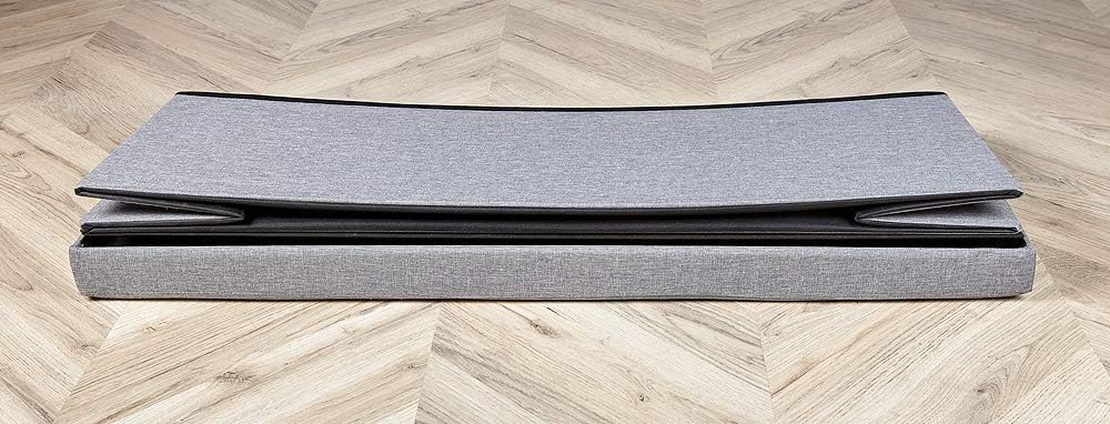 Extra Large Folding Ottoman Fabric Storage Chest, Grey, 100cm