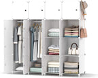Wardrobe Foldable Closet with 16 Compartments, Combination Armoire Modular Cabinet Clothes Storage