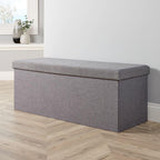Extra Large Folding Ottoman Fabric Storage Chest, Grey, 100cm