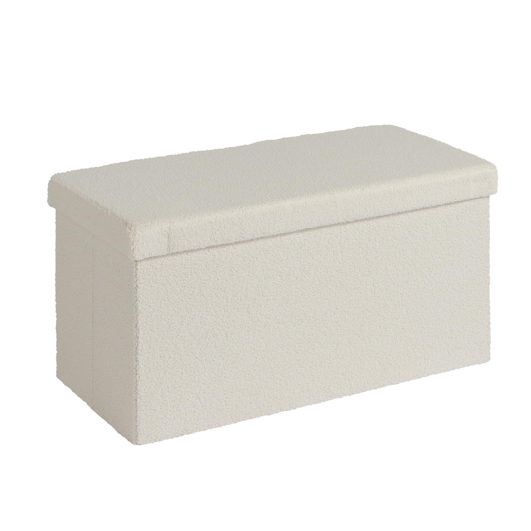 Extra Large Folding Ottoman Fabric Storage Chest, Grey, 100cm