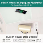 Glass Top Vanity Table Makeup Desk with 3 Drawers and Storage Cabinets, White Bedroom Dressing Tables with Mirror