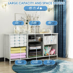 Dresser for Bedroom with 7 Fabric Drawers, TV Stand on Castors, Storage Organizer for Living Room