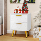 Bedside Table with 3 Drawers and Power Station, Modern Nightstand End Table