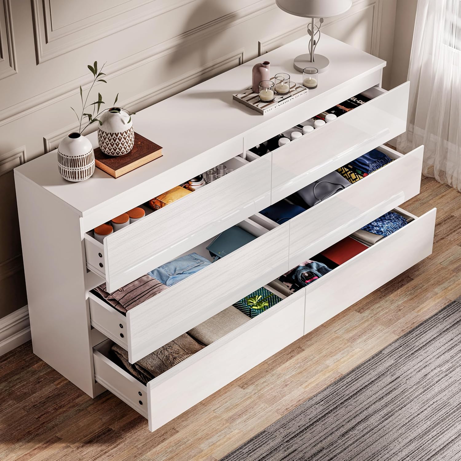 6 Drawer Bedroom Chest of Drawer Bedside Table Cabinet for Bedroom Living room Furniture